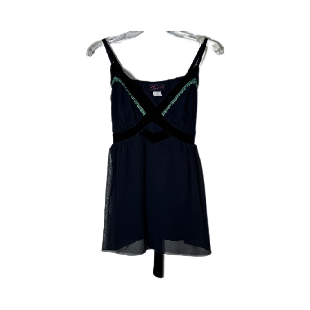 Torrid Black Camisole with Green Accents